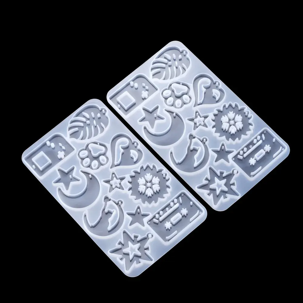 Moule silicone cœur feuilles lune pour bijoux