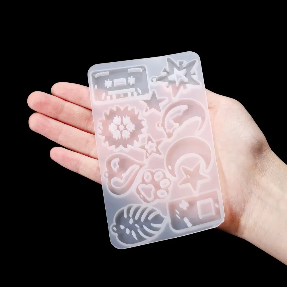Moule silicone cœur feuilles lune pour bijoux
