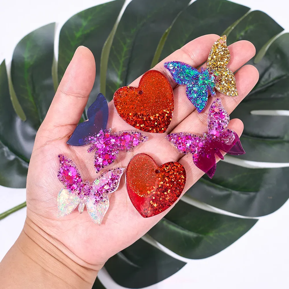 Moule silicone cœur papillon 6 cavités porte-clés bijoux