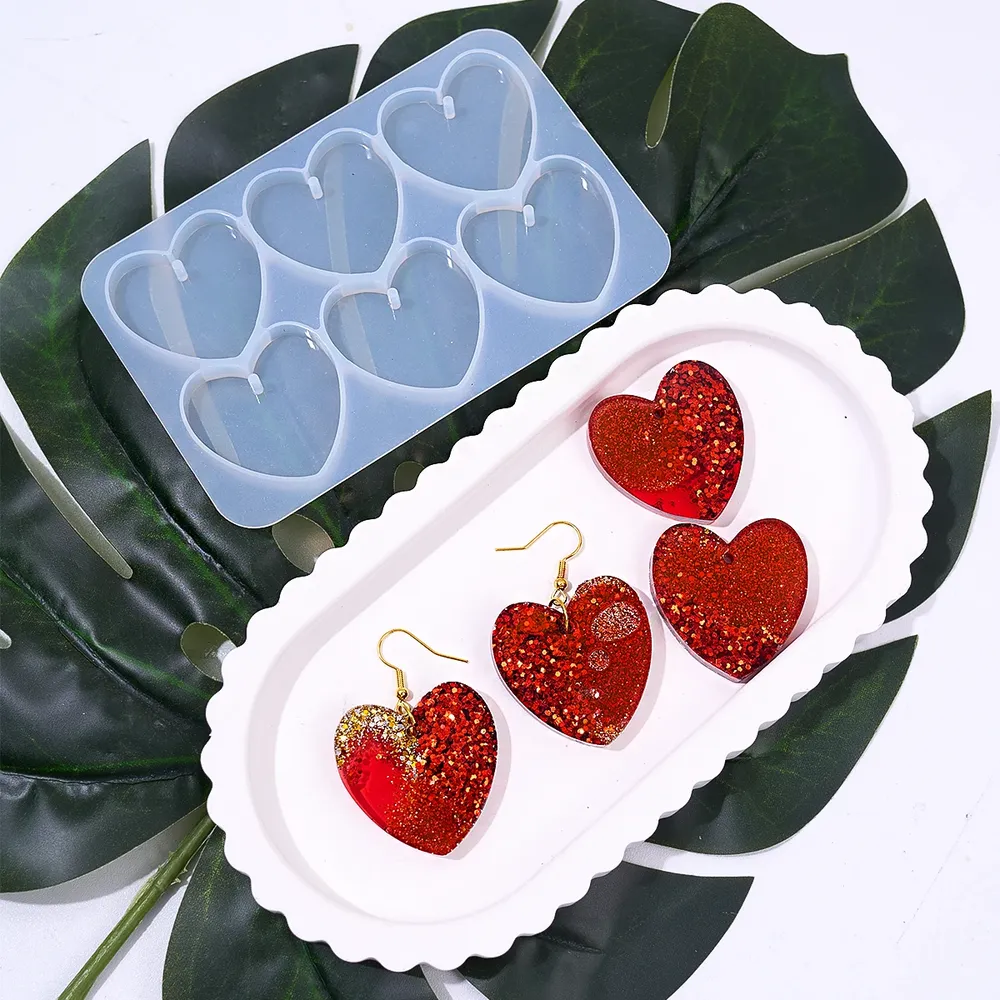 Moule silicone cœur papillon 6 cavités porte-clés bijoux