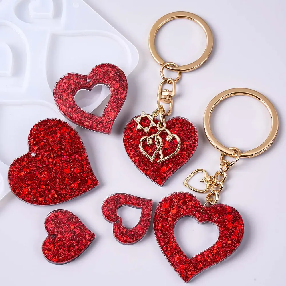 Moule silicone cœur pour bijoux et porte-clés