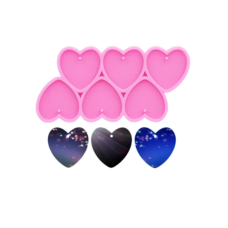 Moule silicone cœur pour porte-clés et bijoux