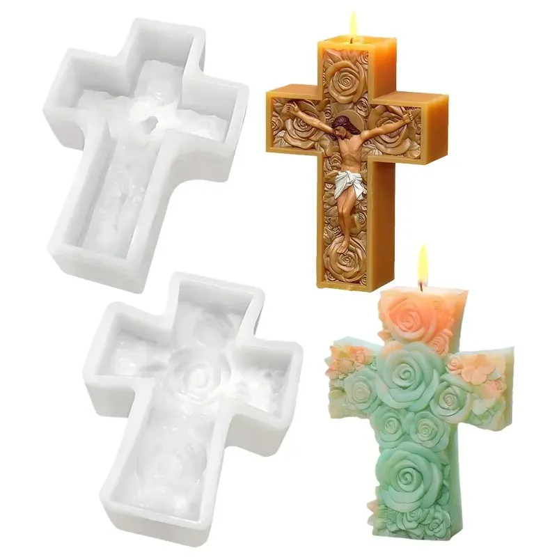 Moule silicone croix fleur pour bougie et savon