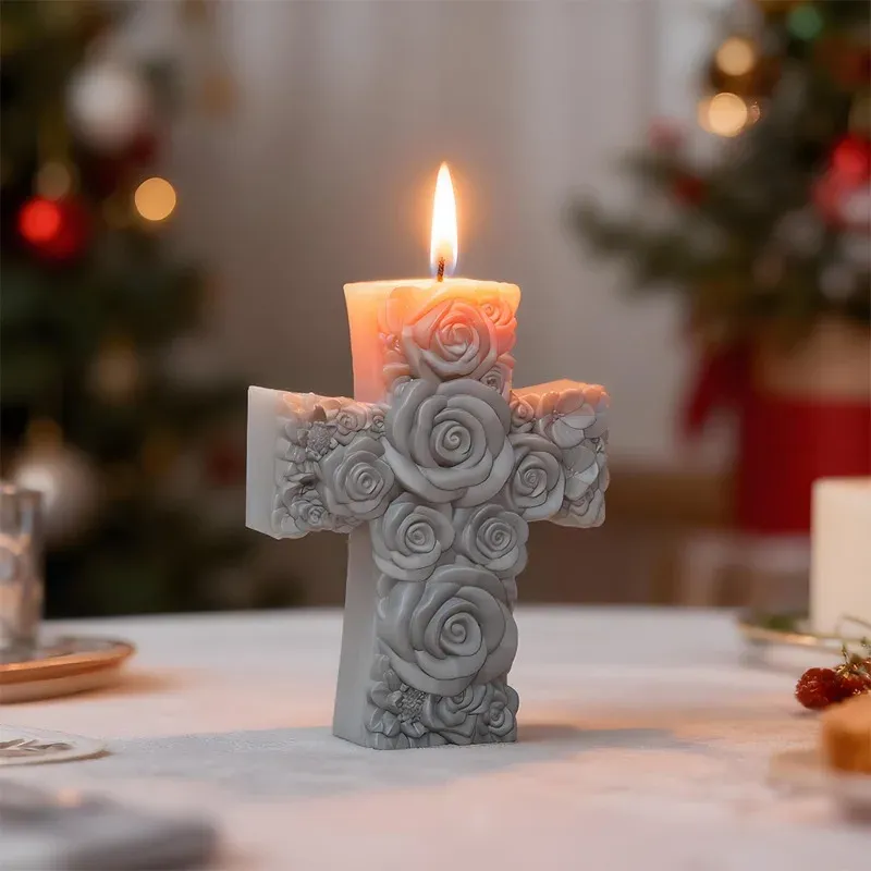 Moule silicone croix fleur pour bougie et savon