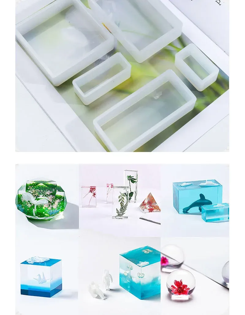Moule silicone cubique rectangulaire résine époxy pour bijoux