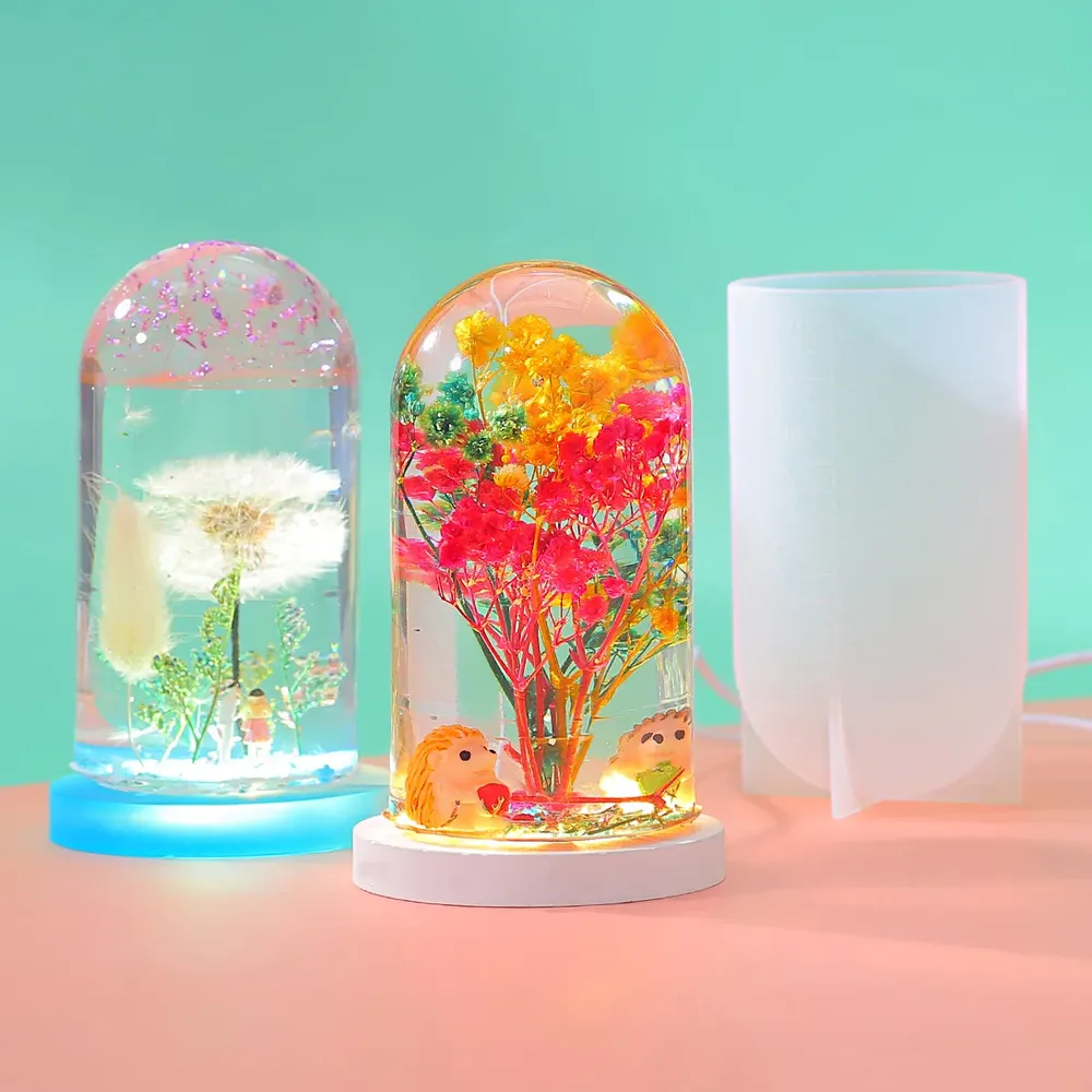 Moule silicone cylindre et sphère pour veilleuse résine