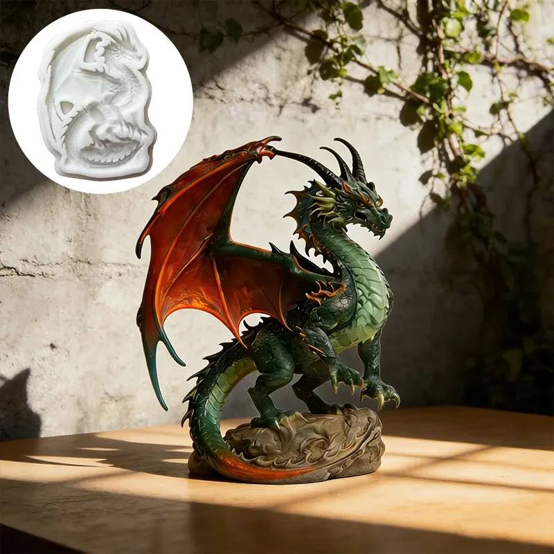 Moule silicone dragon fantastique pendentif résine argile