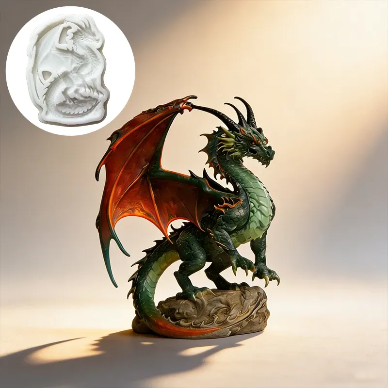 Moule silicone dragon fantastique pendentif résine argile