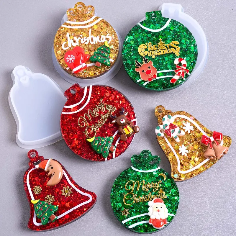 Moule silicone étiquette cloche noël pour porte-clés