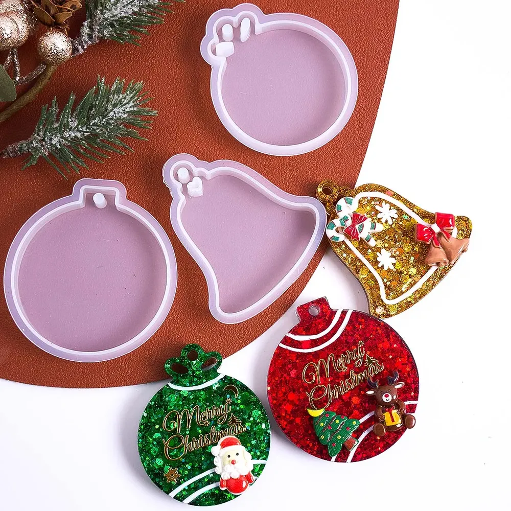 Moule silicone étiquette cloche noël pour porte-clés