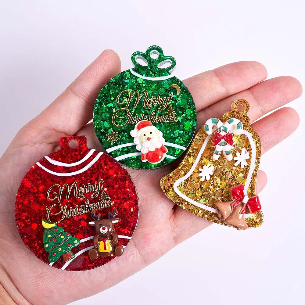 Moule silicone étiquette cloche noël pour porte-clés