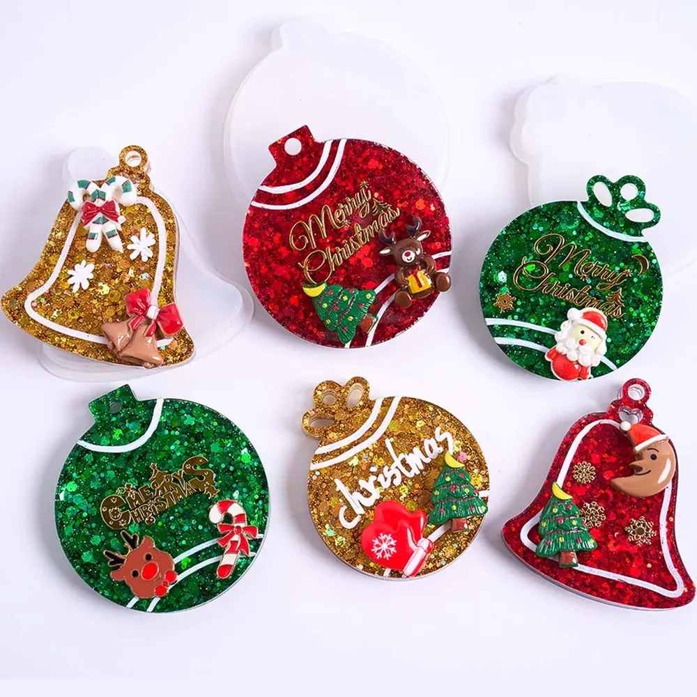 Moule silicone étiquette cloche noël pour porte-clés