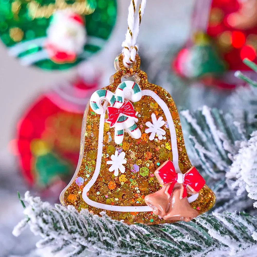 Moule silicone étiquette cloche noël pour porte-clés