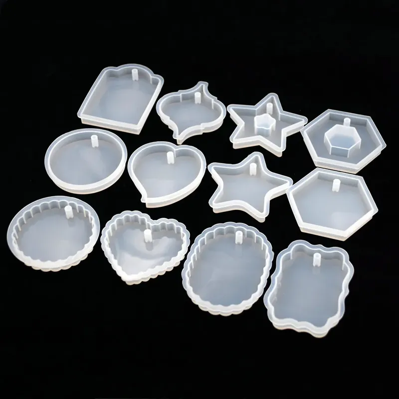 Moule silicone étiquette ronde étoile carré pendentif