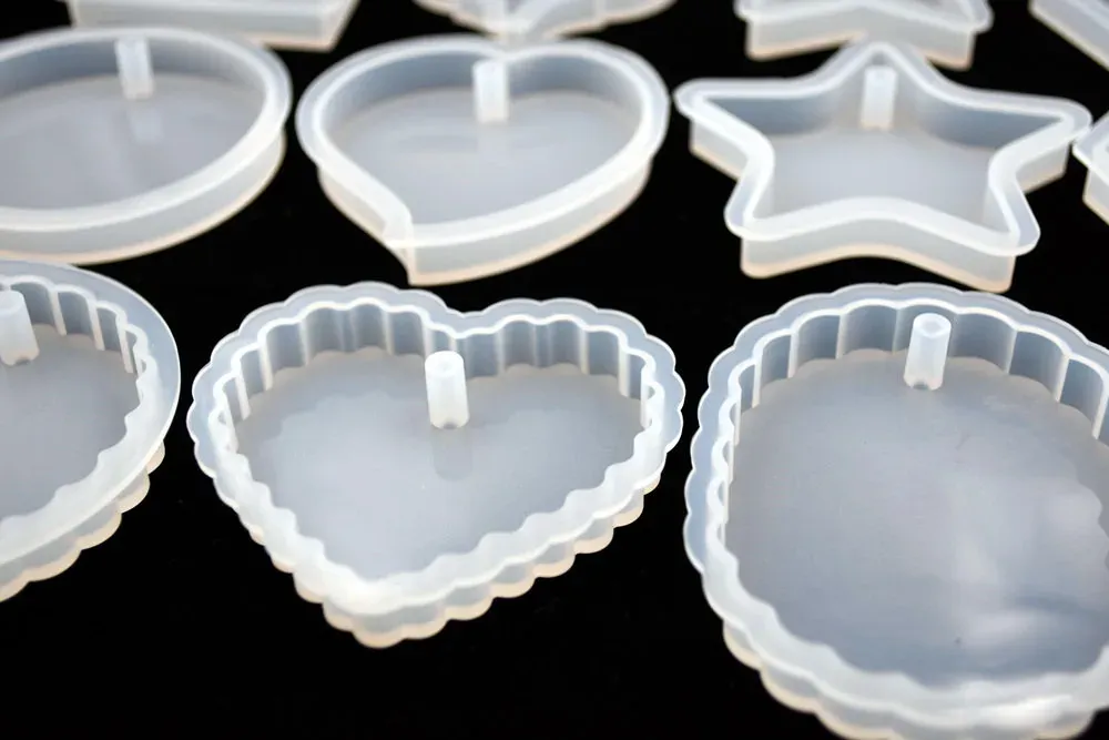 Moule silicone étiquette ronde étoile carré pendentif