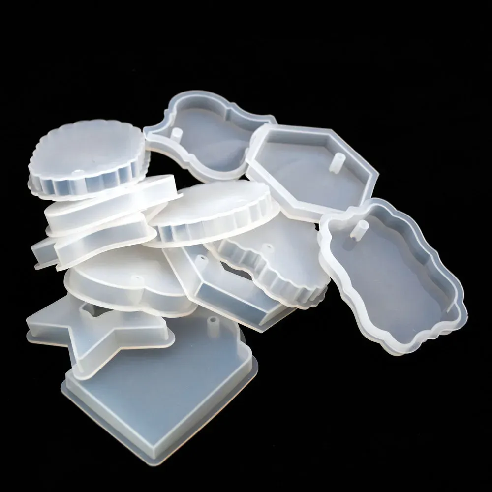 Moule silicone étiquette ronde étoile carré pendentif