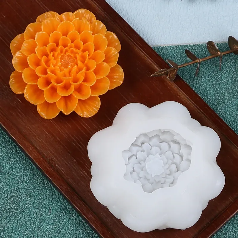 Moule silicone fleur 3D avec support mèche