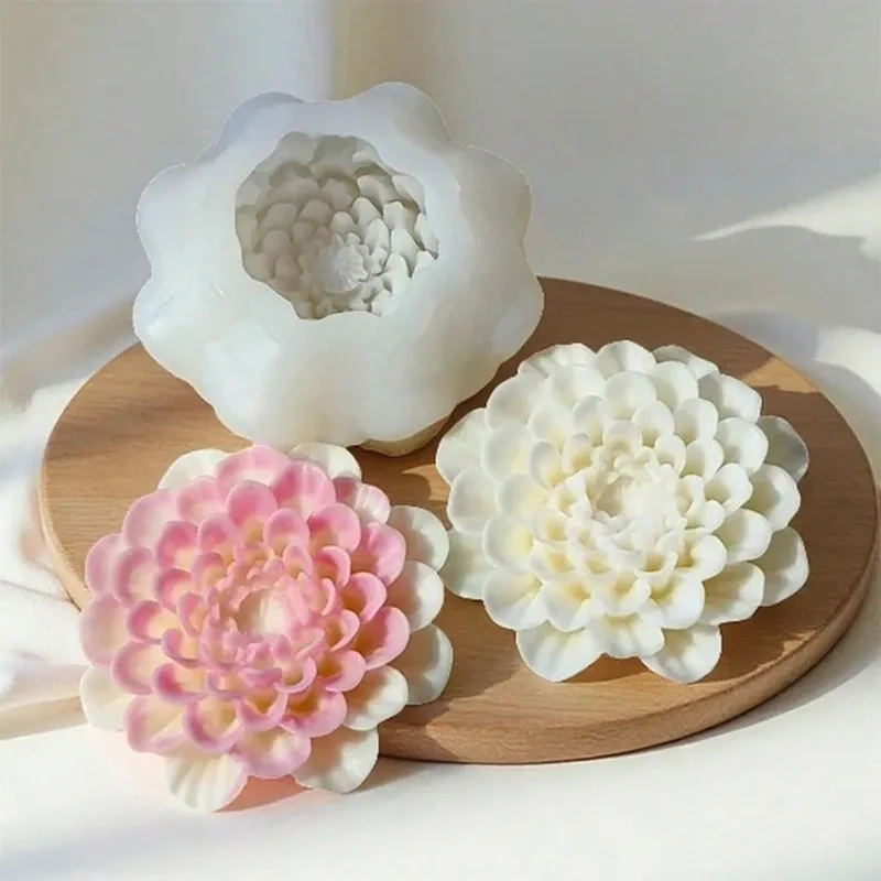 Moule silicone fleur 3D avec support mèche