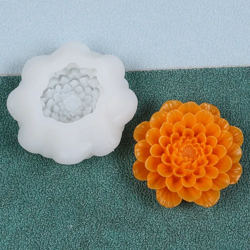 Moule silicone fleur 3D avec support mèche