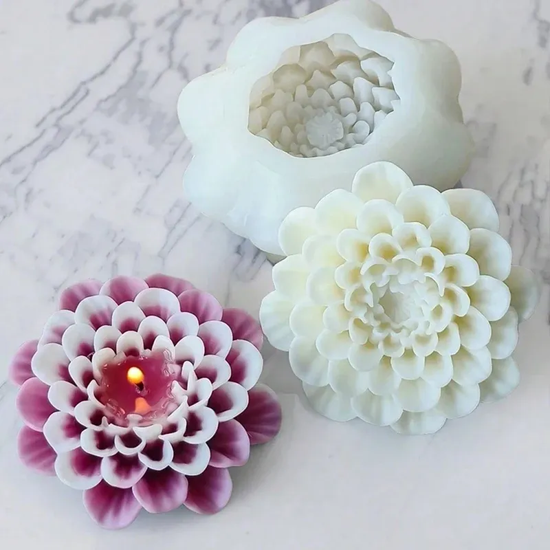 Moule silicone fleur 3D avec support mèche