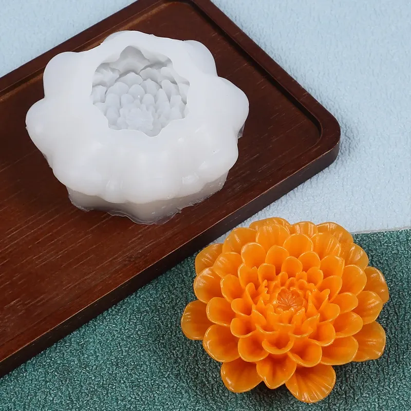 Moule silicone fleur 3D avec support mèche