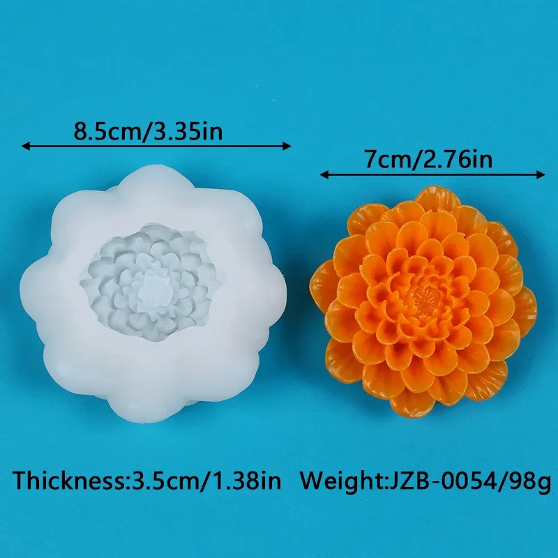 Moule silicone fleur 3D avec support mèche