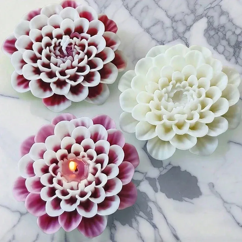 Moule silicone fleur 3D avec support mèche