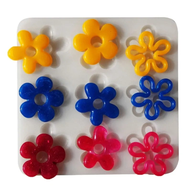 Moule silicone fleur creuse pour pendentif et porte-clés