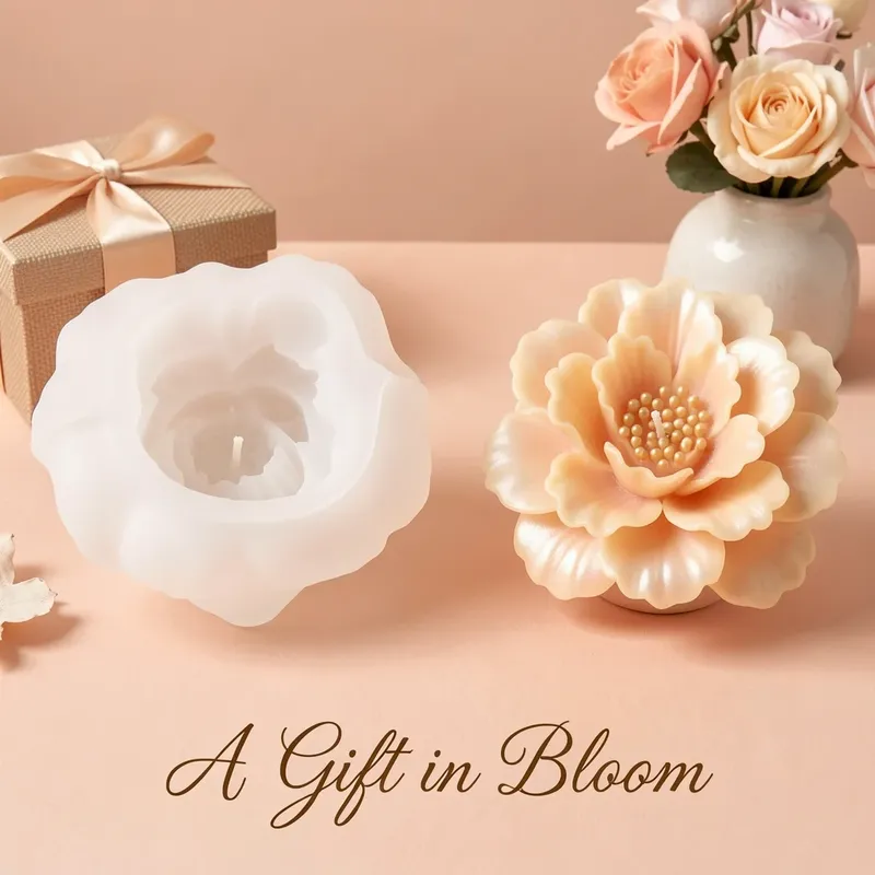 Moule silicone fleur épanouie pour bougie