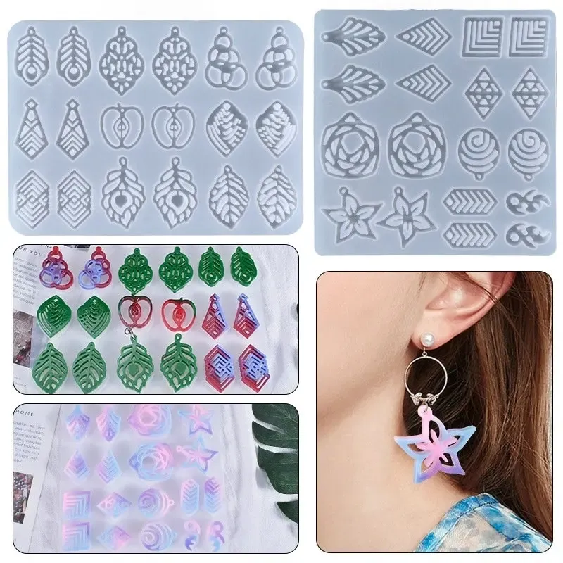 Moule silicone fleur feuilles pour bijoux et porte-clés