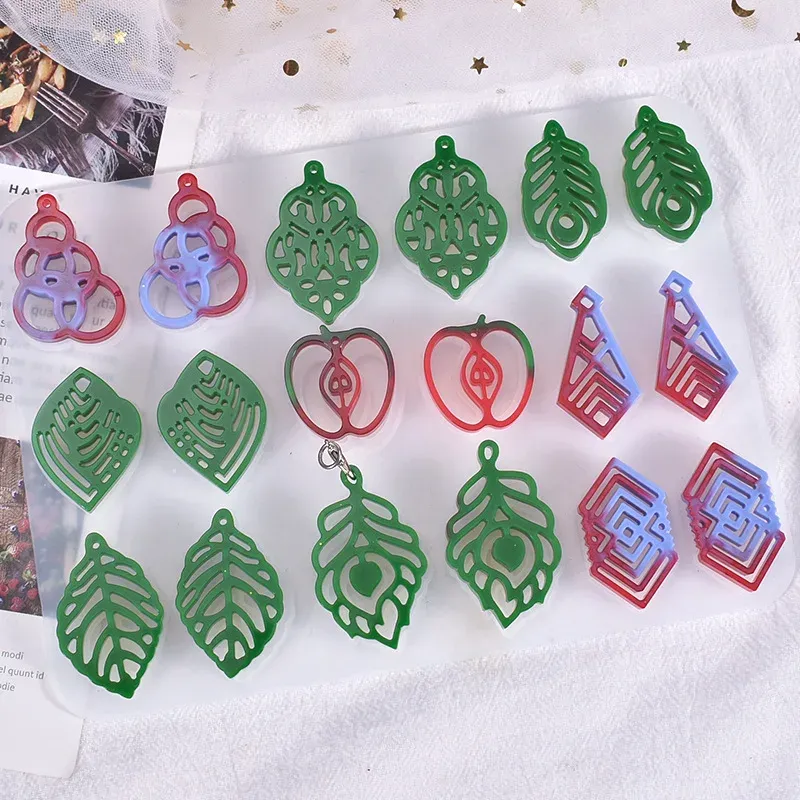 Moule silicone fleur feuilles pour bijoux et porte-clés