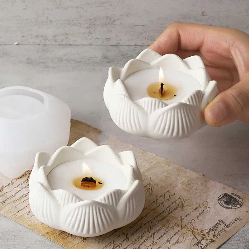 Moule silicone fleur lotus pour bougie et décoration