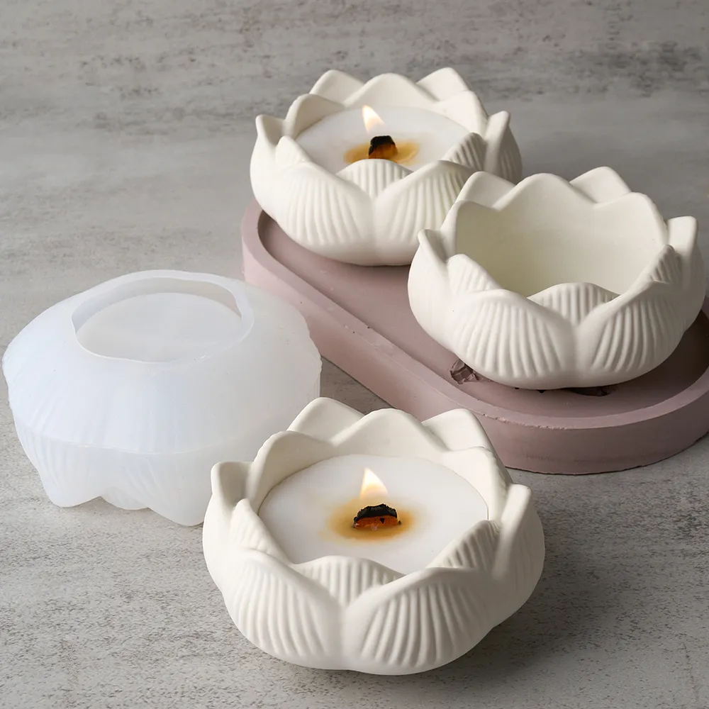 Moule silicone fleur lotus pour bougie et décoration
