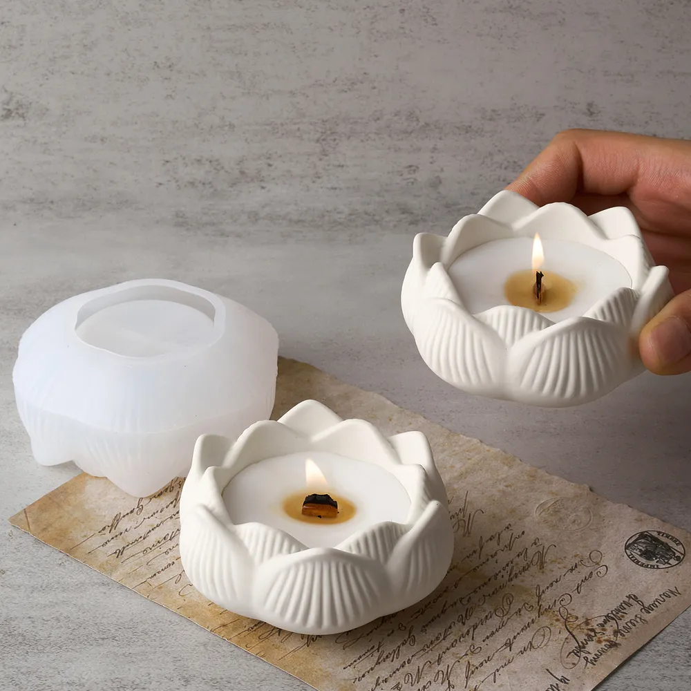 Moule silicone fleur lotus pour bougie et décoration
