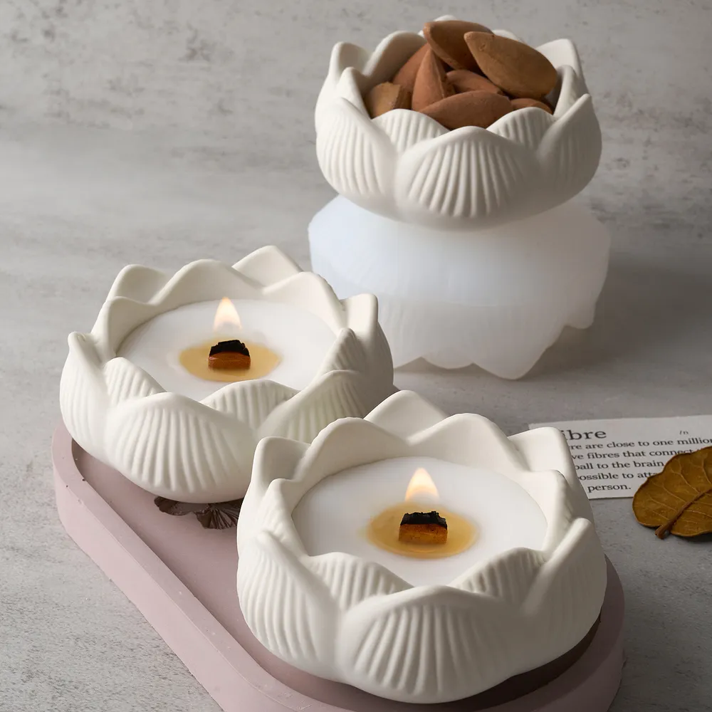 Moule silicone fleur lotus pour bougie et décoration