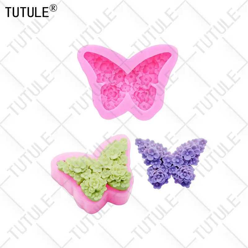 Moule silicone fleur papillon 3D pour bougie chocolat