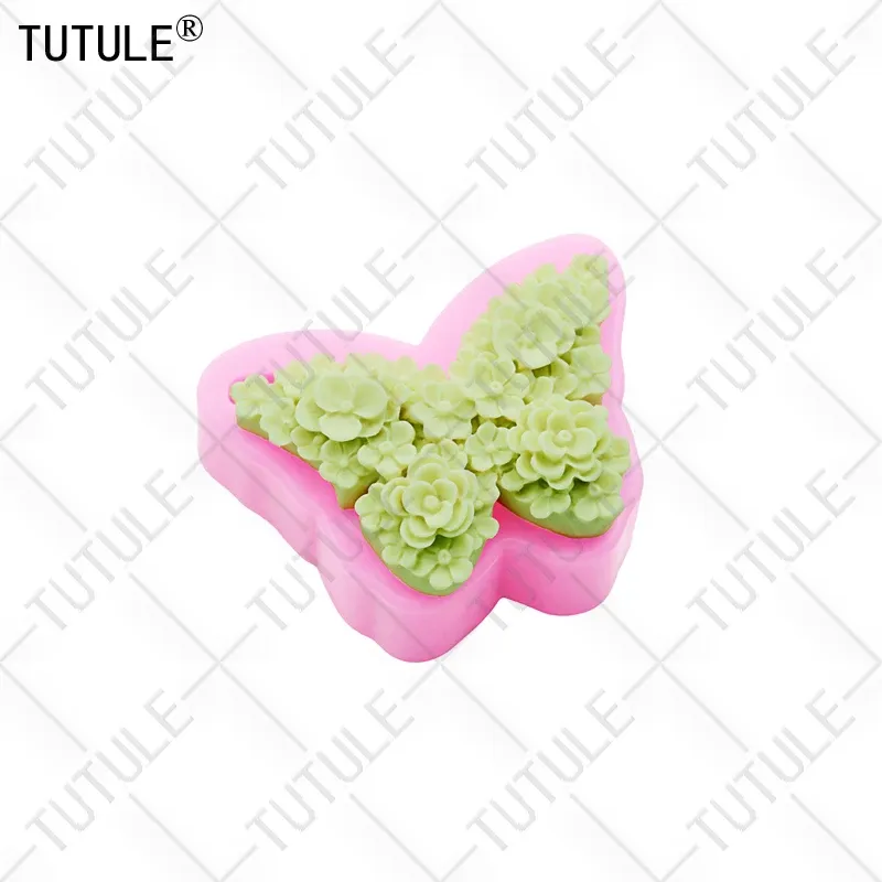 Moule silicone fleur papillon 3D pour bougie chocolat