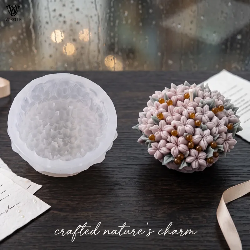 Moule silicone fleurs en grappe pour bougies et résine