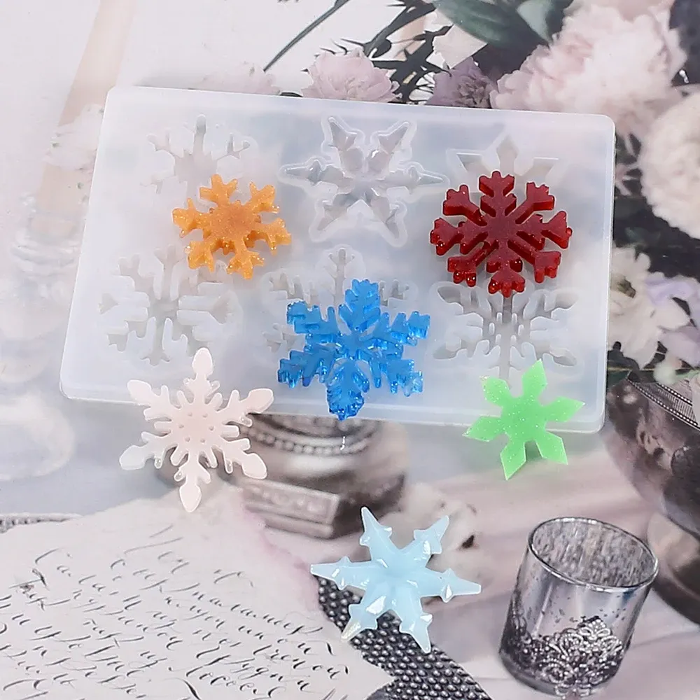 Moule silicone flocon neige creux pendentif bijoux résine