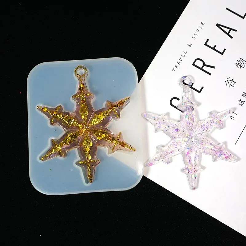 Moule silicone flocon neige creux pendentif bijoux résine