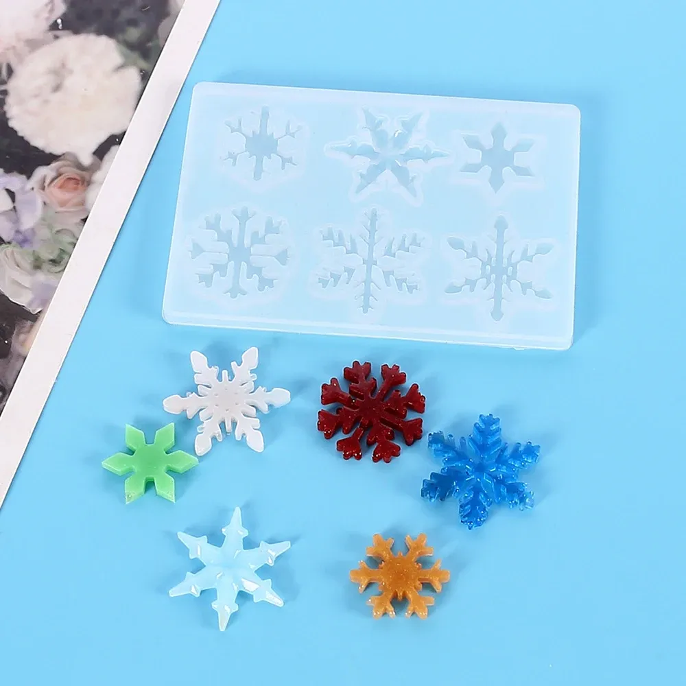 Moule silicone flocon neige creux pendentif bijoux résine