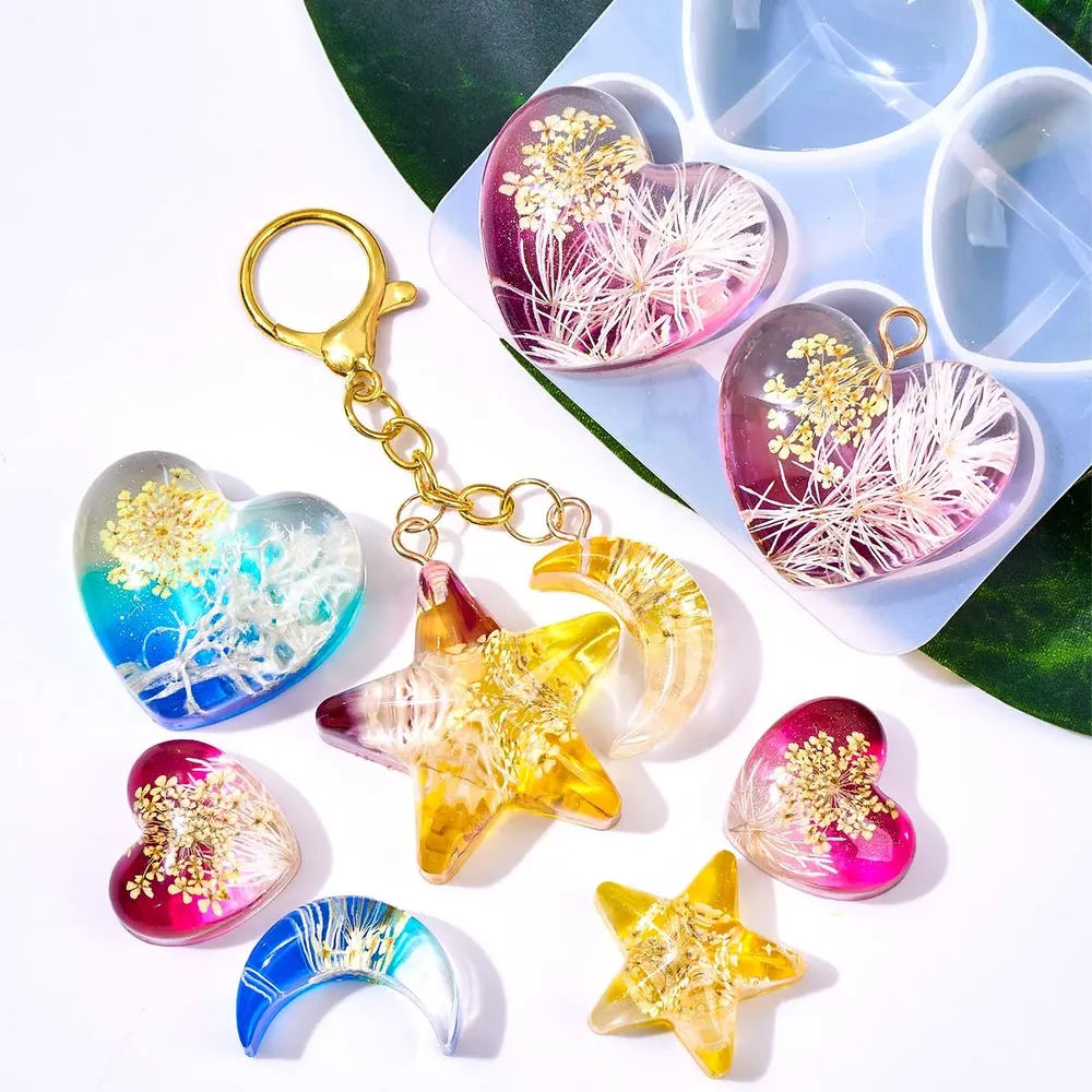 Moule silicone géométrique cœur étoile lune pour bijoux