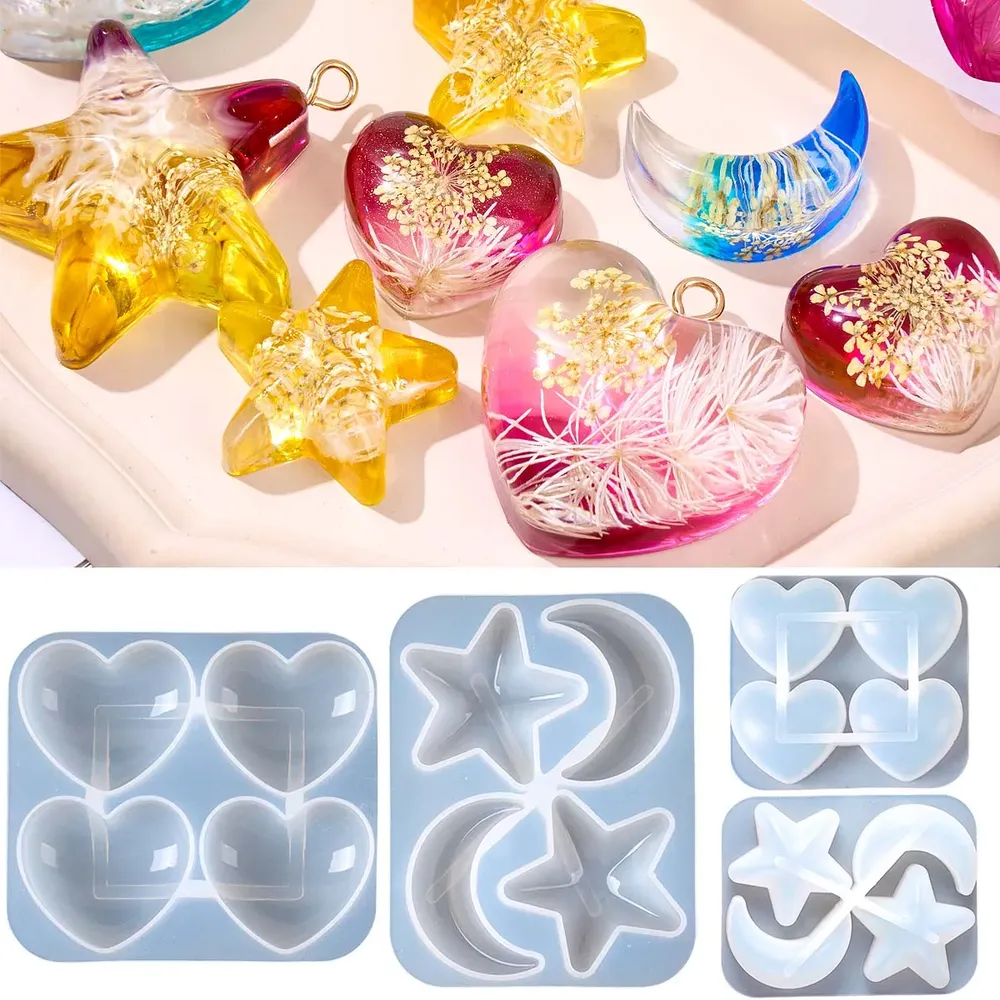 Moule silicone géométrique cœur étoile lune pour bijoux