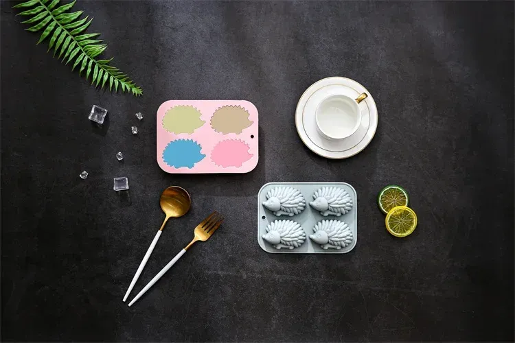 Moule silicone hérisson 4 cavités pour savon et résine