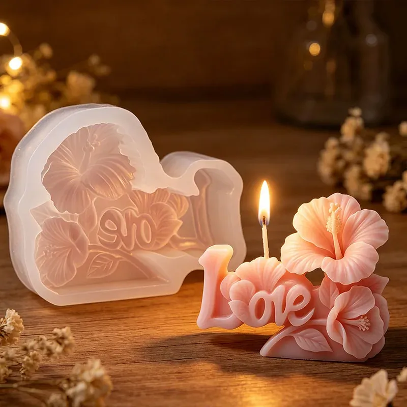Moule silicone hibiscus pour bougie et savon