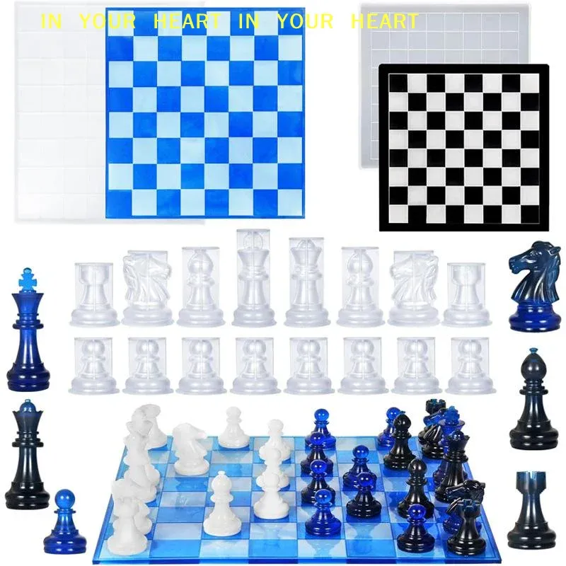 Moule silicone jeu d'échecs et plateau pour projets DIY
