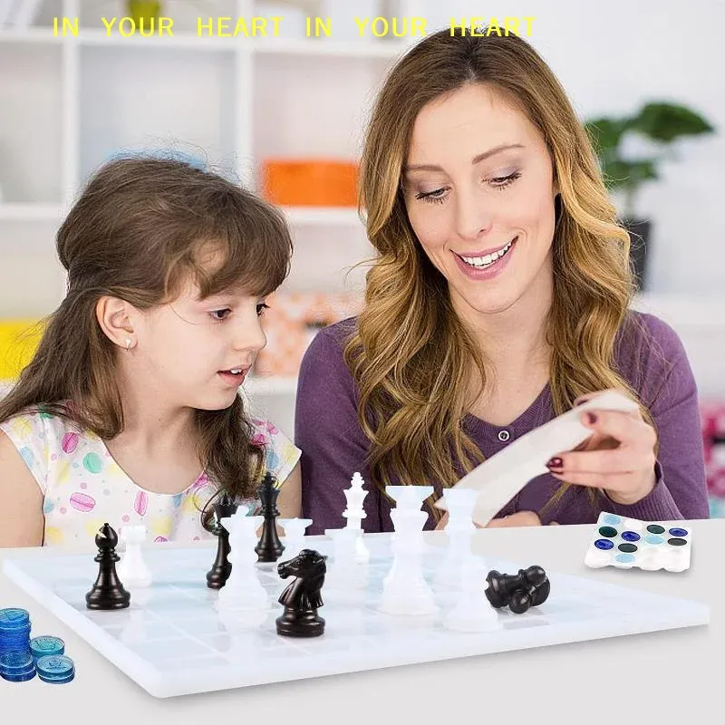 Moule silicone jeu d'échecs et plateau pour projets DIY