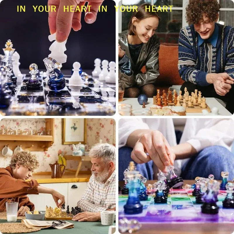 Moule silicone jeu d'échecs et plateau pour projets DIY