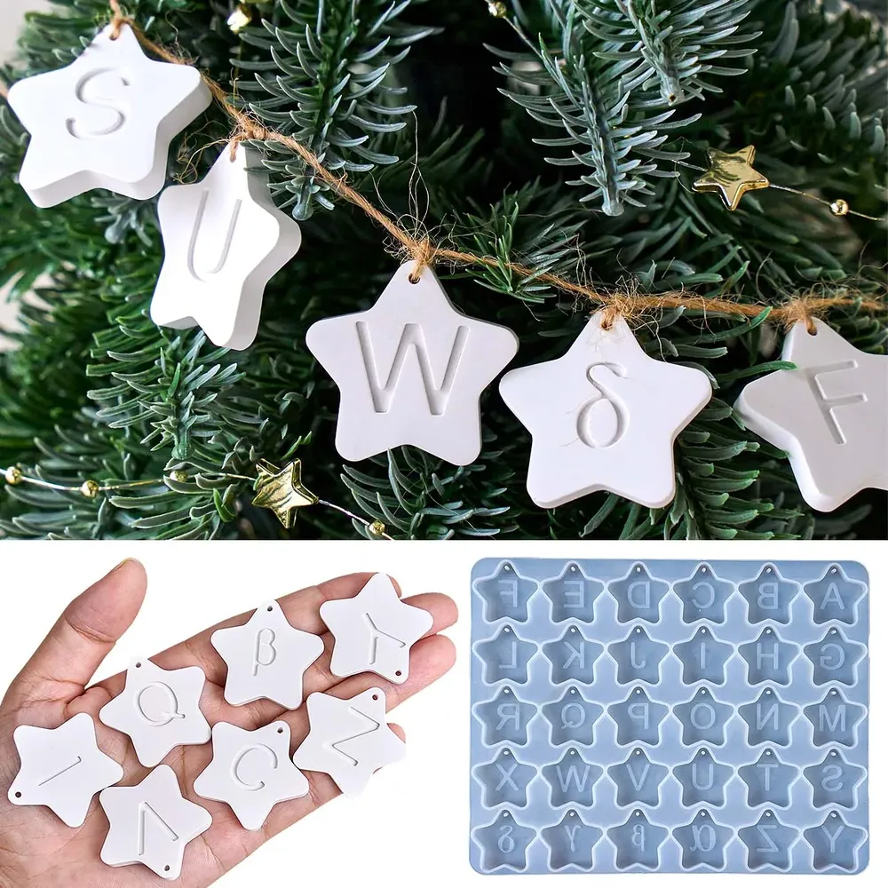 Moule silicone lettre étoile pour bijoux et porte-clés DIY