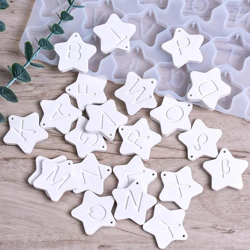 Moule silicone lettre étoile pour bijoux et porte-clés DIY